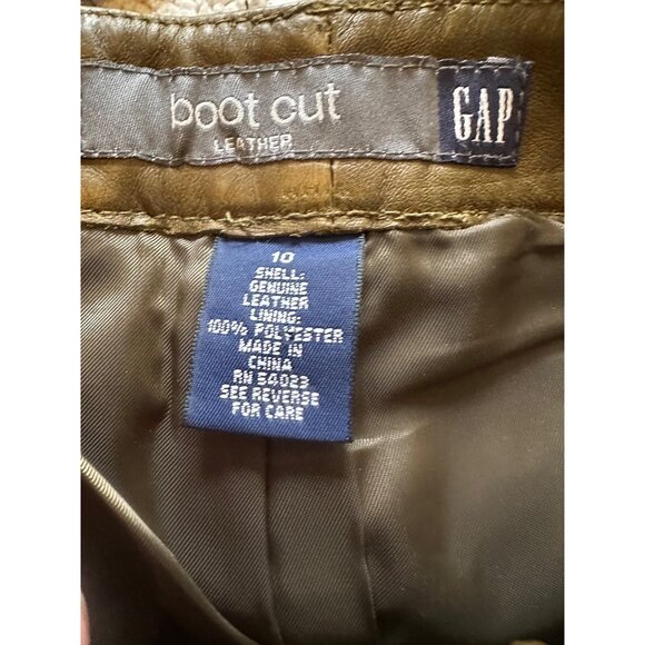 Vintage Gap Real Leather Bootcut Pants Women 10 Dark Green Western Cowgirl Grung - Picture 6 of 16